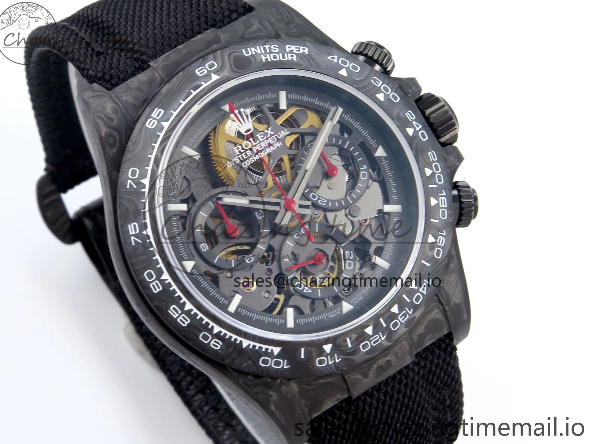 Best 40mm N6F Skeleton Black DD4801 Daytona Dial Gray Diw 1:1 Strap Edition Nylon 1126